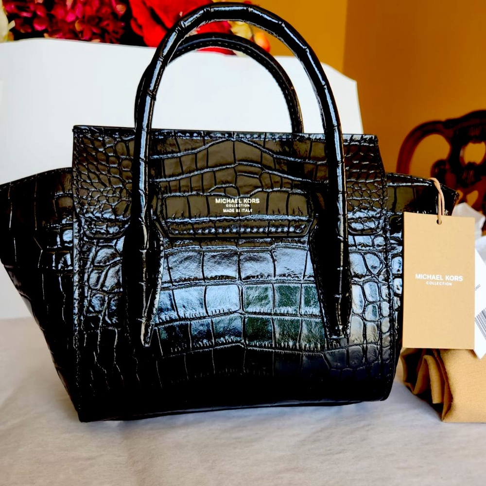 Michael kors Collection bag Campbell Mini Crocodile Embossed Leather Satchel NEW